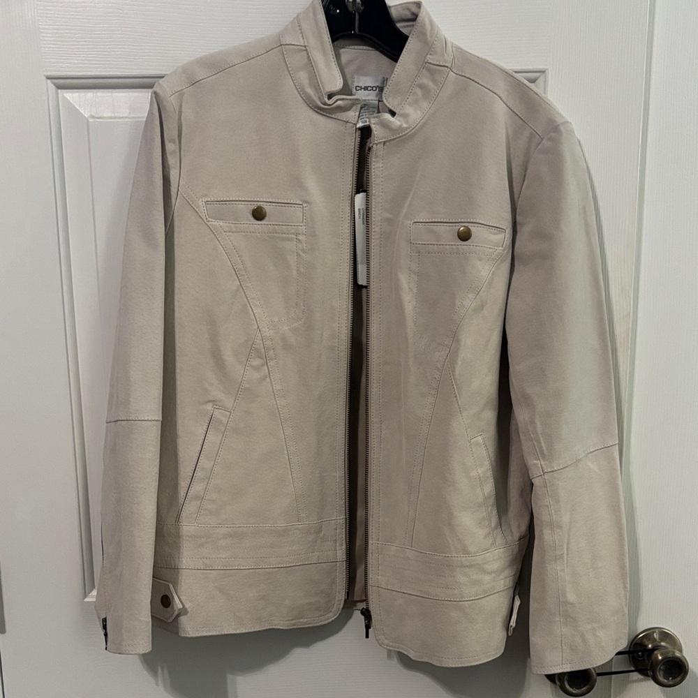 Chico's Cream Leather Jacket
